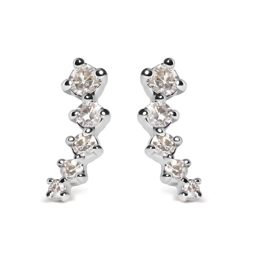 Mountaineer-style stud earrings in 10 Carat white gold with 1/10 Carat diamonds (color H-I, transparency I1-I2)