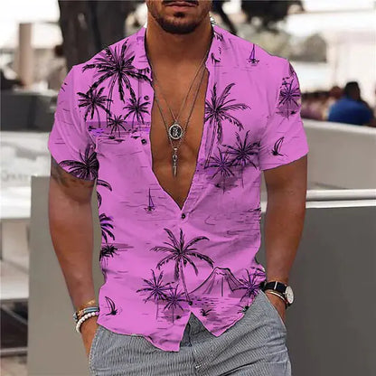 Summer Hawaiian Shirts with Floral Pattern for Men