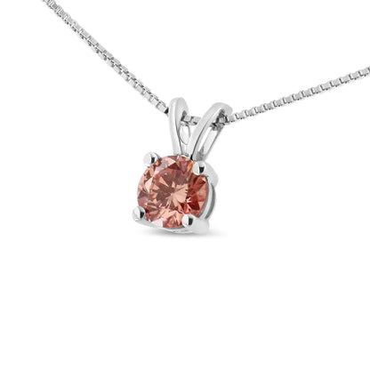 14 Carat White Gold, 1/4 Carat, Round Cut Diamond, Lab-grown Diamond with 4 Prongs, Solitaire necklace