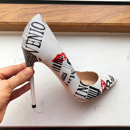 Step into Elegance with Graphic Print Pointy Toe High Heel Shoes!