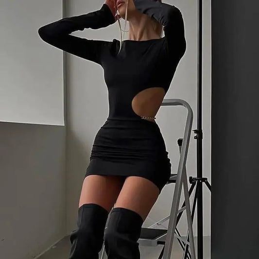 Sexy mini dress with an open waist