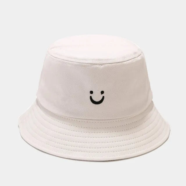 Embroidery Smile Face Expression Bucket Hat: Spread Joy with Embroidered Style