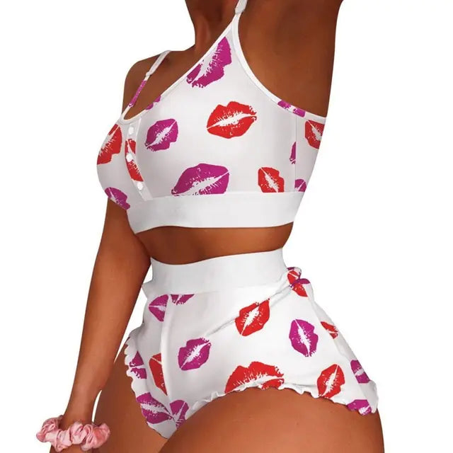 Women's Pajama Set with Print: Charming