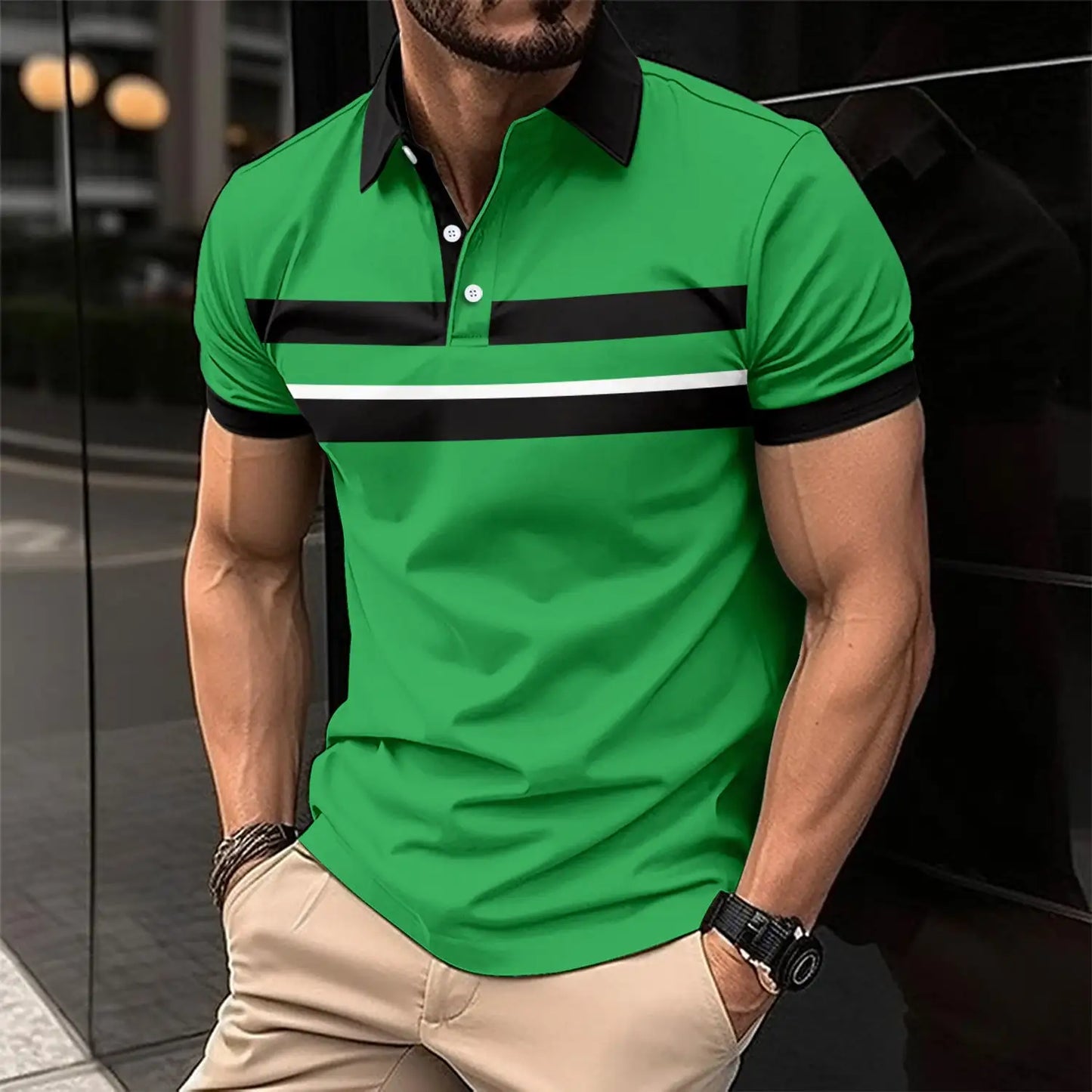 Men's Casual Polo with Stand-up Collar