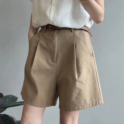 High-waisted pure cotton shorts