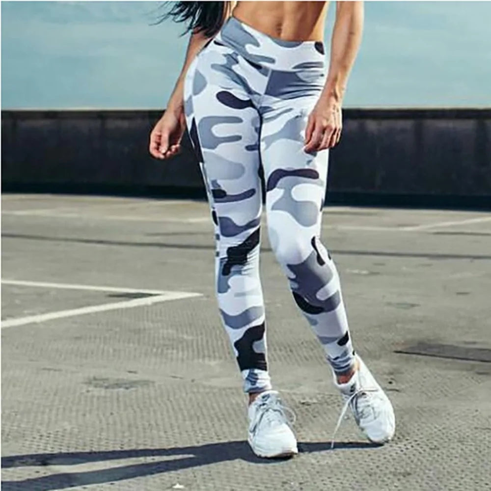 Ins/Fashionable Training Leggings with Camouflage Print and High Waist for Women