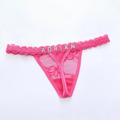 Lace thongs with an individual name, Personalized Thongs for Underwear, Valentine's Day Gift