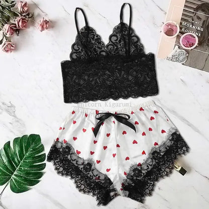 Lace Printed Pajama Set: Elegant Sleepwear