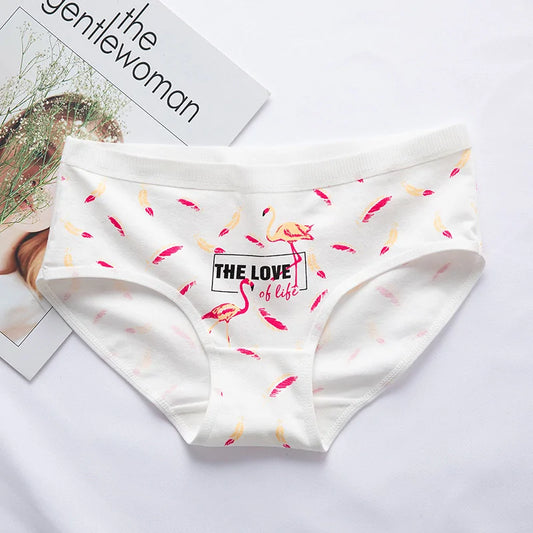 Women's Cotton Panties with Flamingo Print