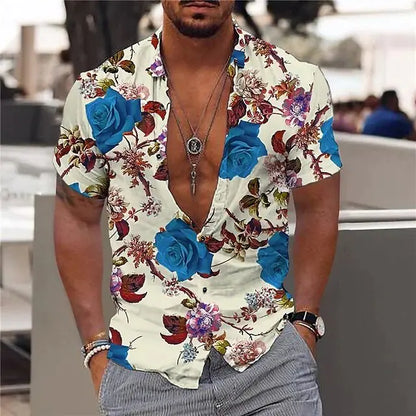 Summer Hawaiian Shirts with Floral Pattern for Men