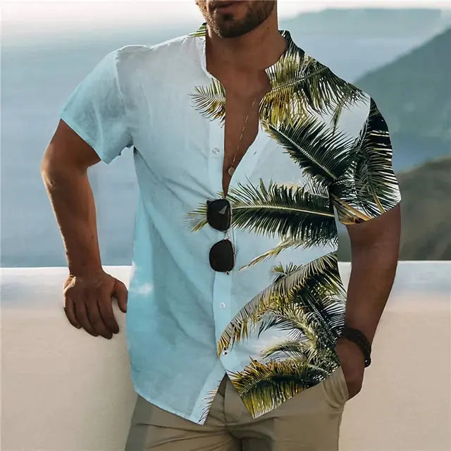 Summer Hawaiian Shirts with Floral Pattern for Men