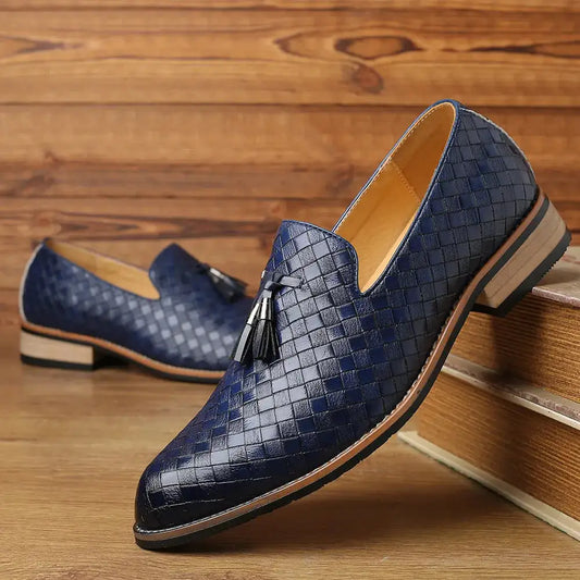 Men's Vegan Leather Loafers with Vintage Pattern for Men