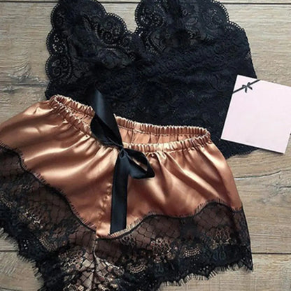 Lace Satin Pajama Set