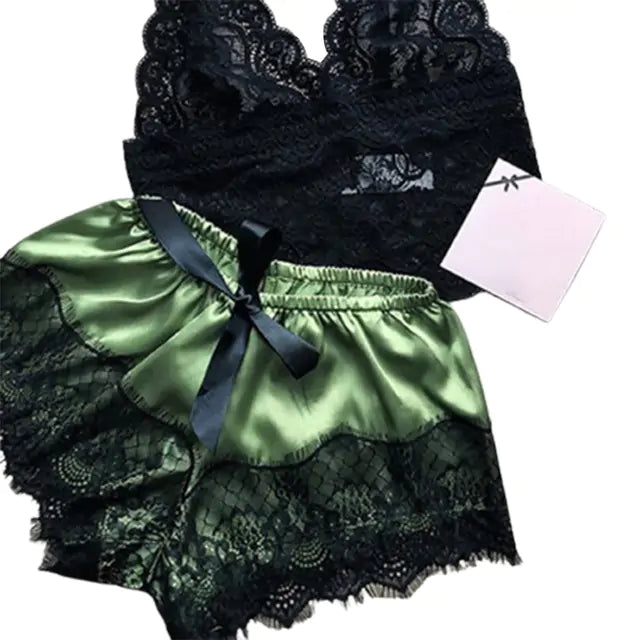 Lace Satin Pajama Set