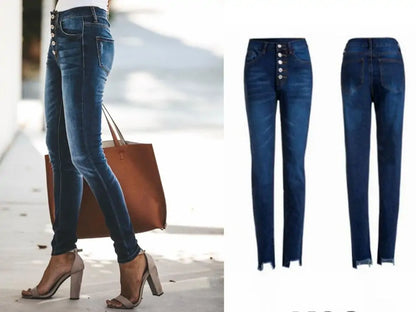 Vintage Ankle-Length Trousers with High Waist Push Up Mom Jeans