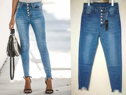 Vintage Ankle-Length Trousers with High Waist Push Up Mom Jeans