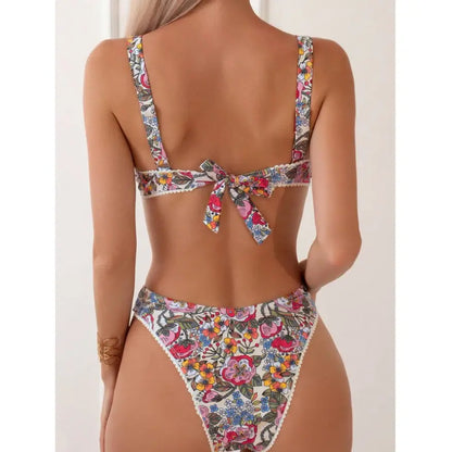 Beach swimsuit with ties on the back