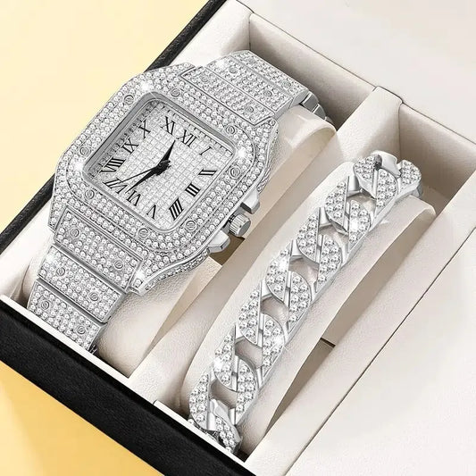 2-piece set, Women's diamond watch