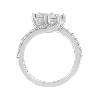 10 Carat white gold ring with two diamonds in a Miracle setting (1 Carat, color H-I, transparency I1-I2)