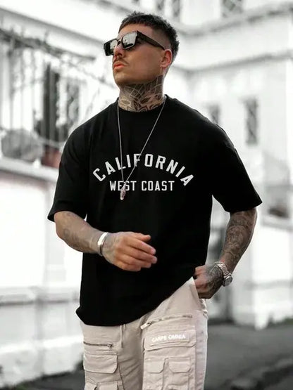 Summer New Fashionable Men's T-shirt with English Letters Print